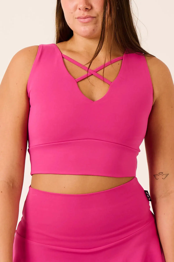 Body Contouring Reversible Comfort Crop Top - Hot Pink-SK-0723-Activewear-Exoticathletica