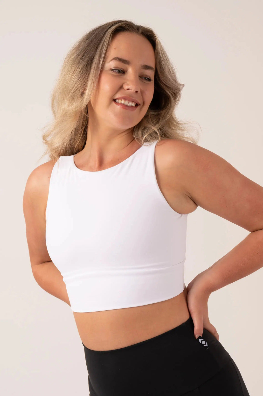 Body Contouring Reversible Comfort Crop Top - White-Activewear-Exoticathletica