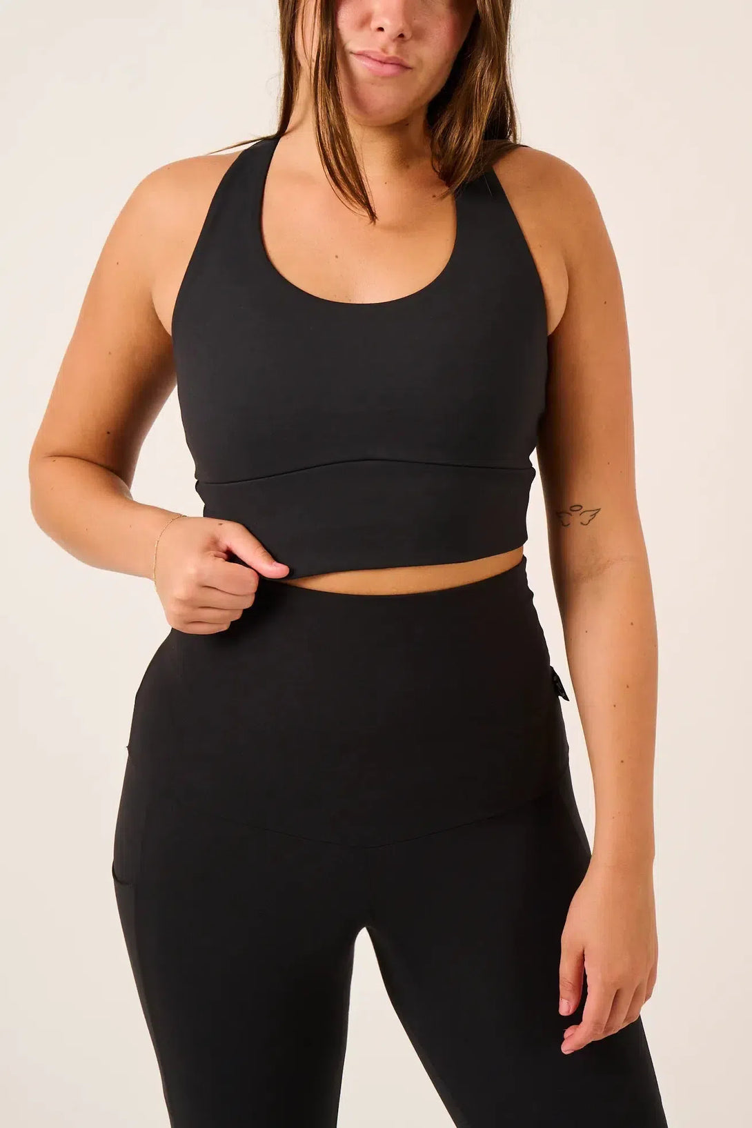 Body Contouring T Back Comfort Crop Top - Black-Activewear-Exoticathletica