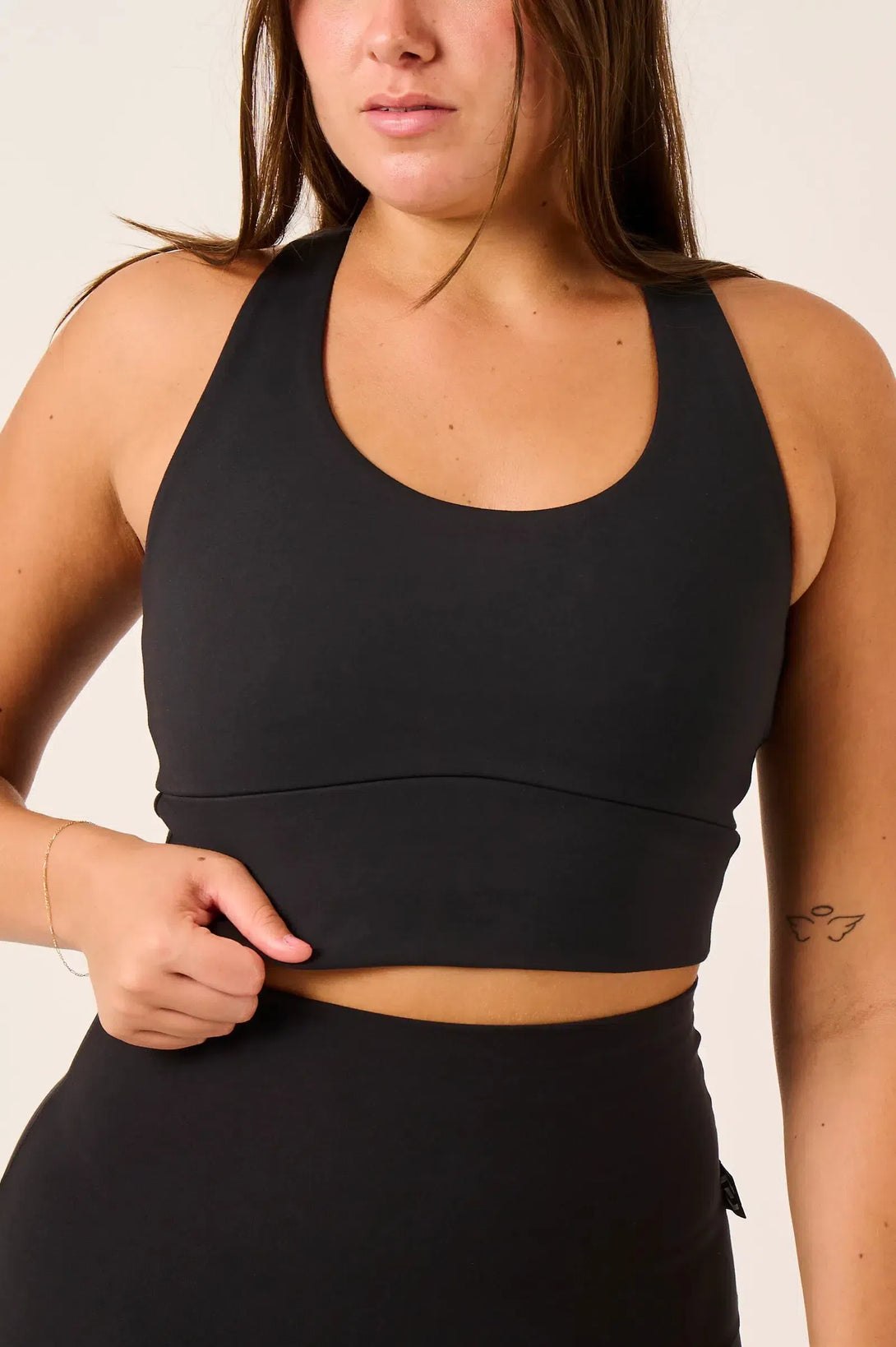 Body Contouring T Back Comfort Crop Top - Black-Activewear-Exoticathletica