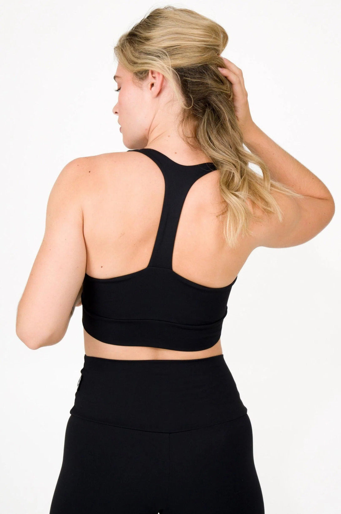 Body Contouring T Back Comfort Crop Top - Black-Activewear-Exoticathletica