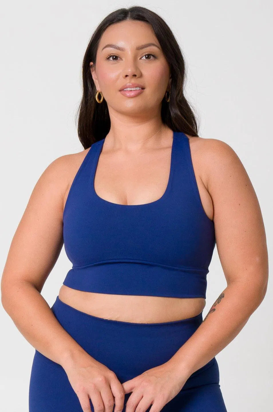 Body Contouring T Back Comfort Crop Top - Dark Navy-Activewear-Exoticathletica