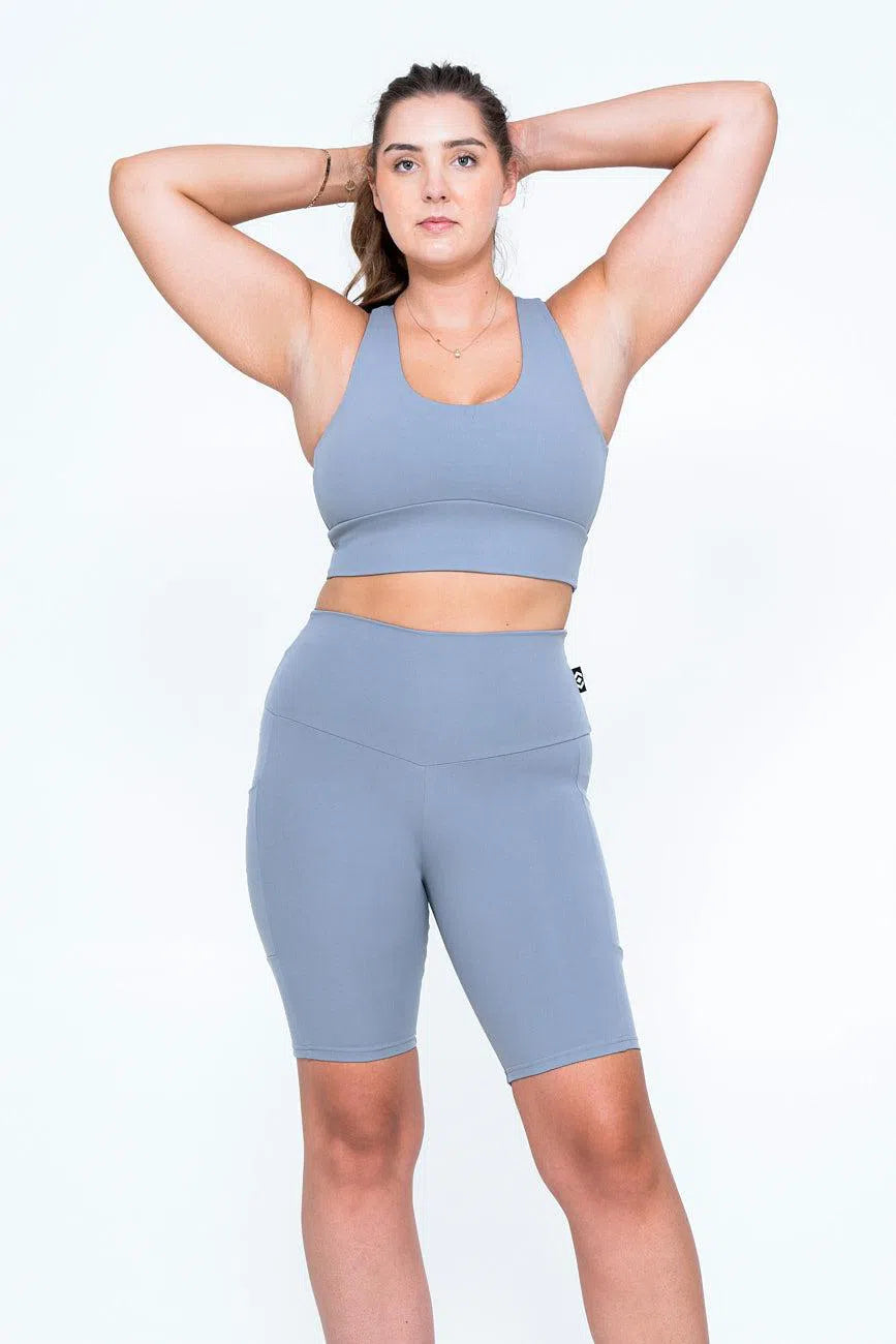 Body Contouring T Back Comfort Crop Top - Grey-Activewear-Exoticathletica