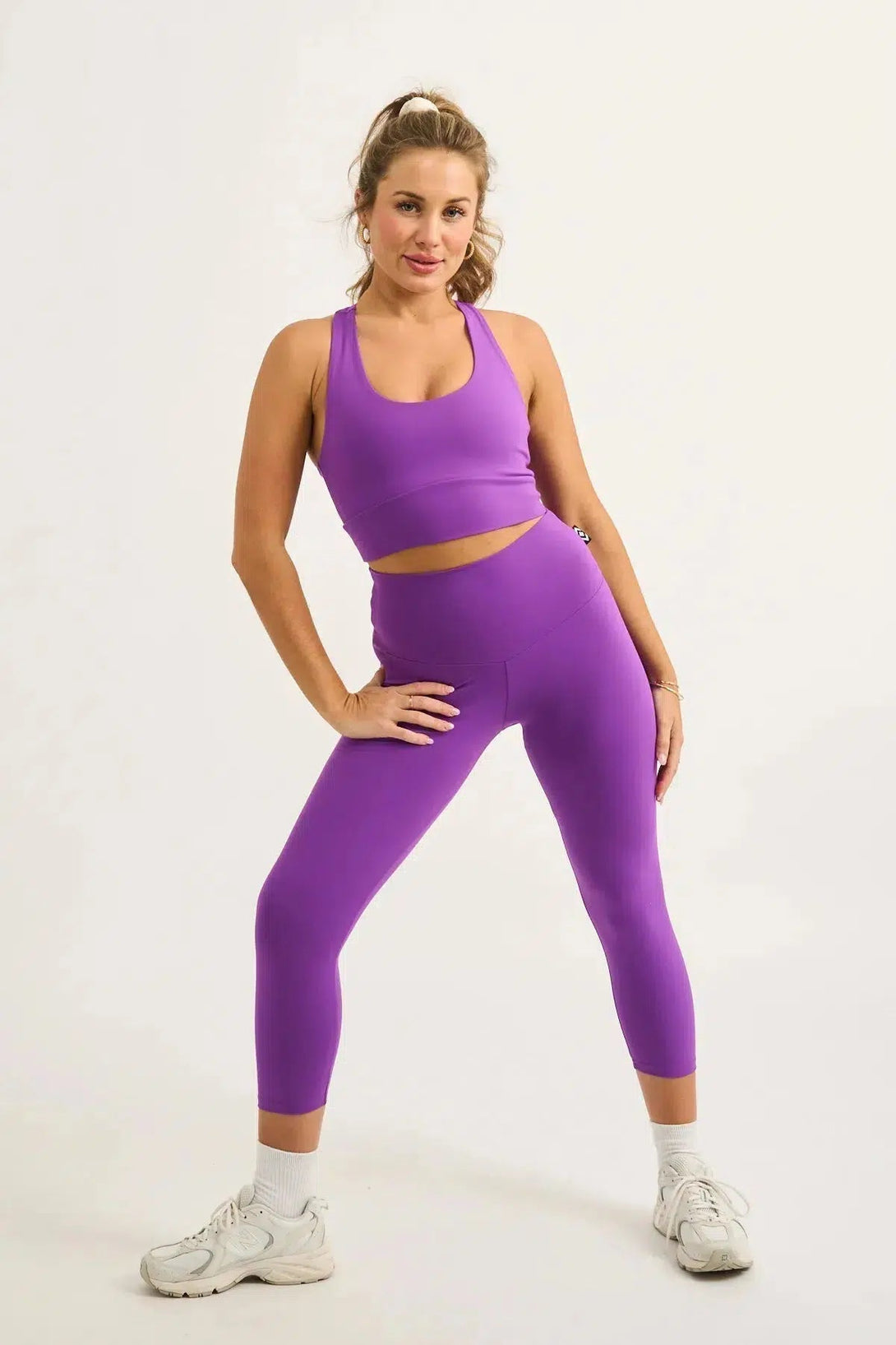 Body Contouring T Back Comfort Crop Top - Purple-Activewear-Exoticathletica