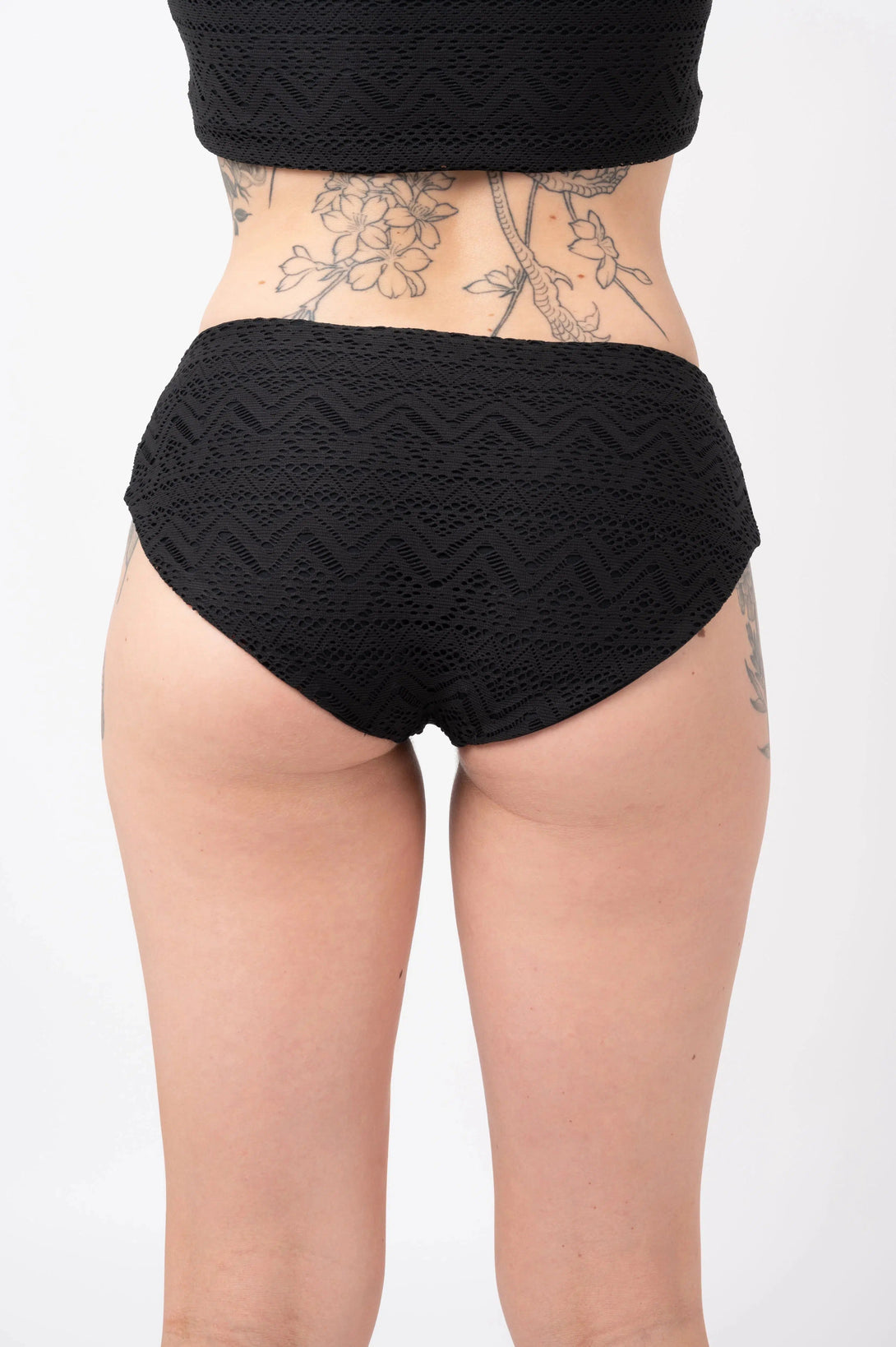 Bohemian Lace Full Coverage Brief Bikini Bottoms - Black-Activewear-Exoticathletica