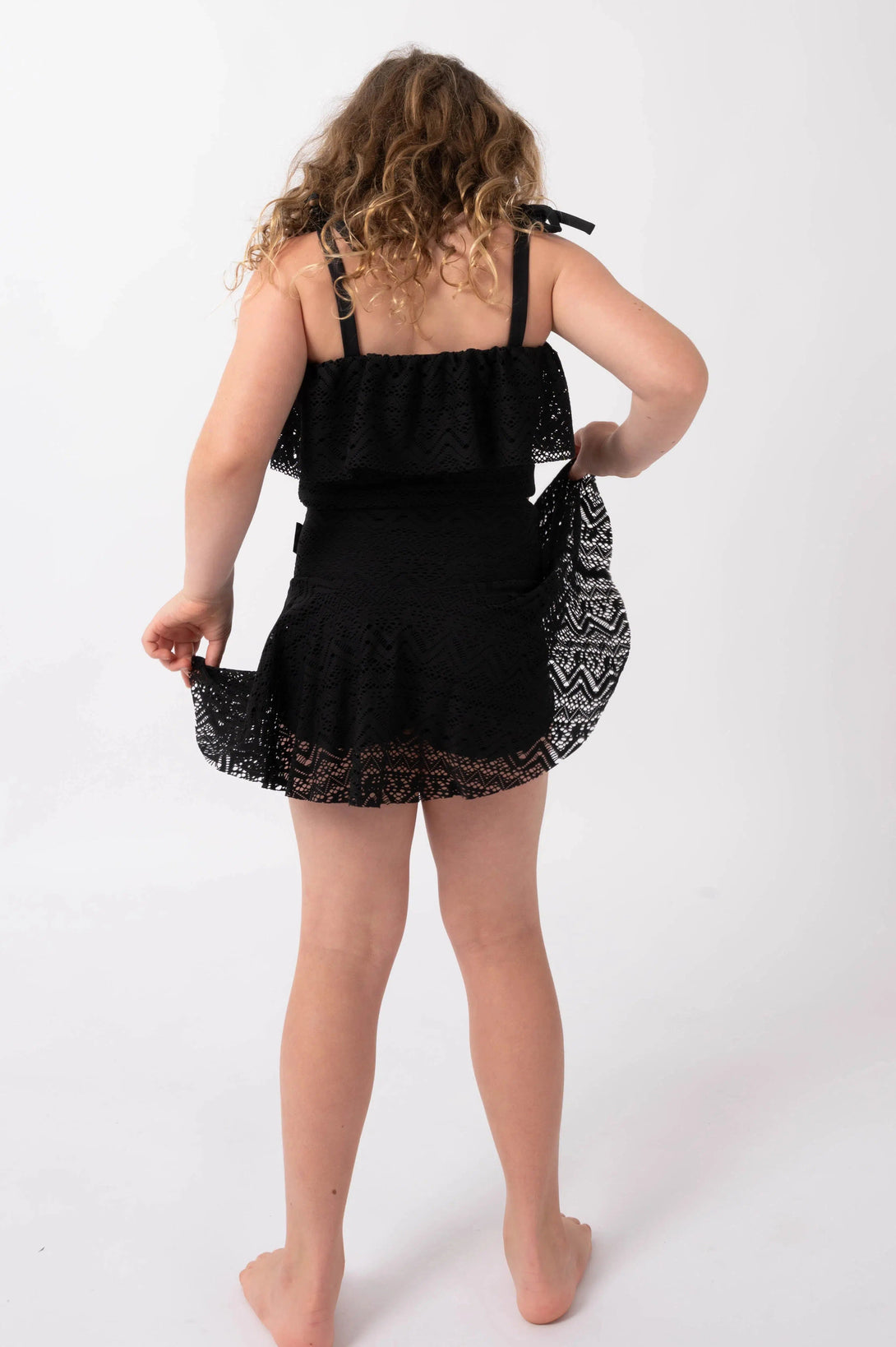 Bohemian Lace Kids Simple Skort - Black-Activewear-Exoticathletica