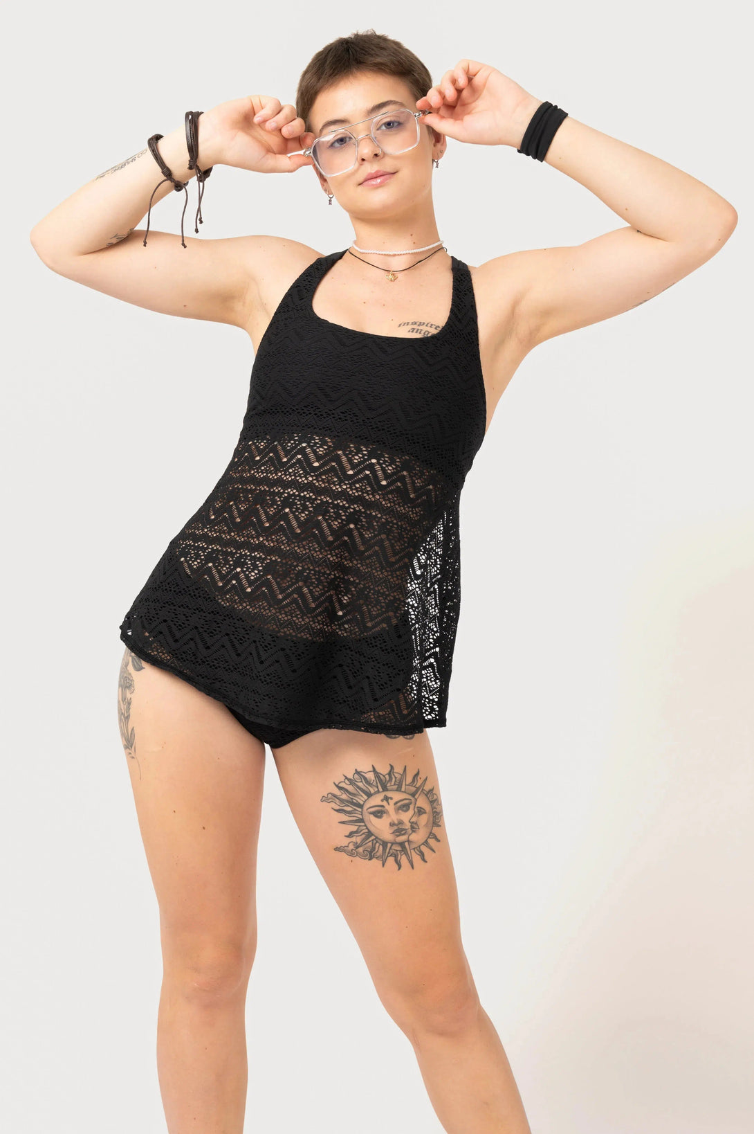 Bohemian Lace Tankini - Black-Activewear-Exoticathletica