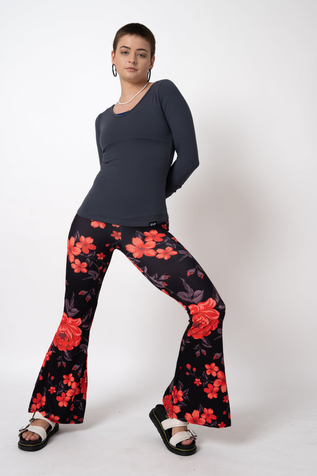 Botanical Baby Red Soft To Touch - High Waisted Bells-Activewear-Exoticathletica