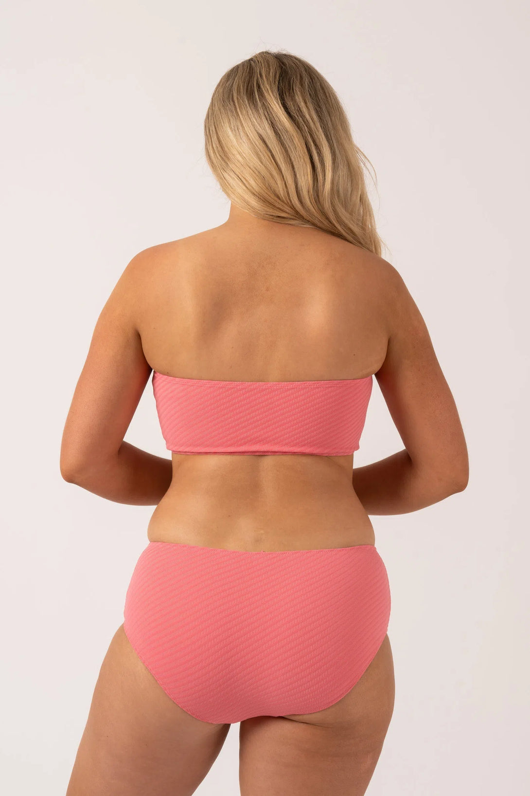 Bubblegum Pink Textured - Bandeau Bikini Top-Activewear-Exoticathletica