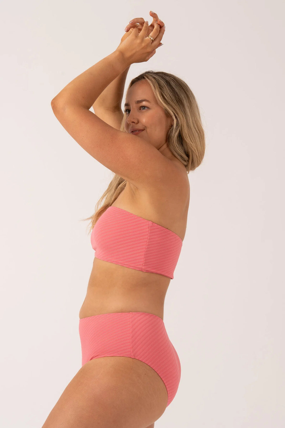 Bubblegum Pink Textured - Bandeau Bikini Top-Activewear-Exoticathletica