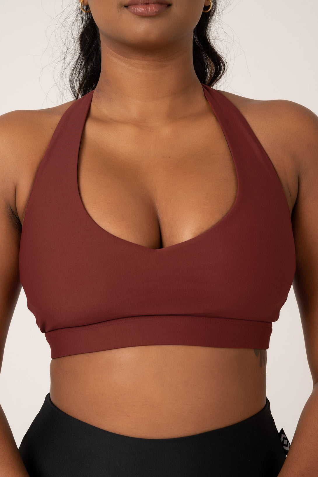 Burnt Copper Performance - Deep V Crop-Activewear-Exoticathletica