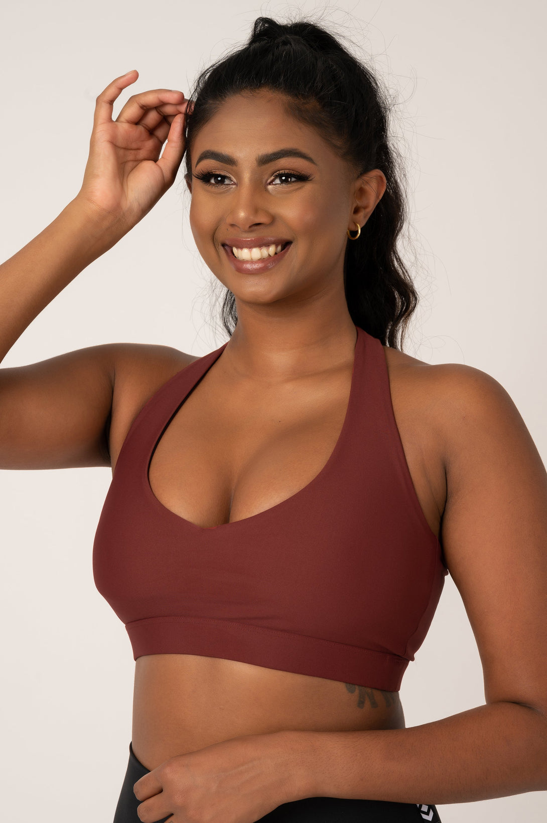 Burnt Copper Performance - Deep V Crop-Activewear-Exoticathletica