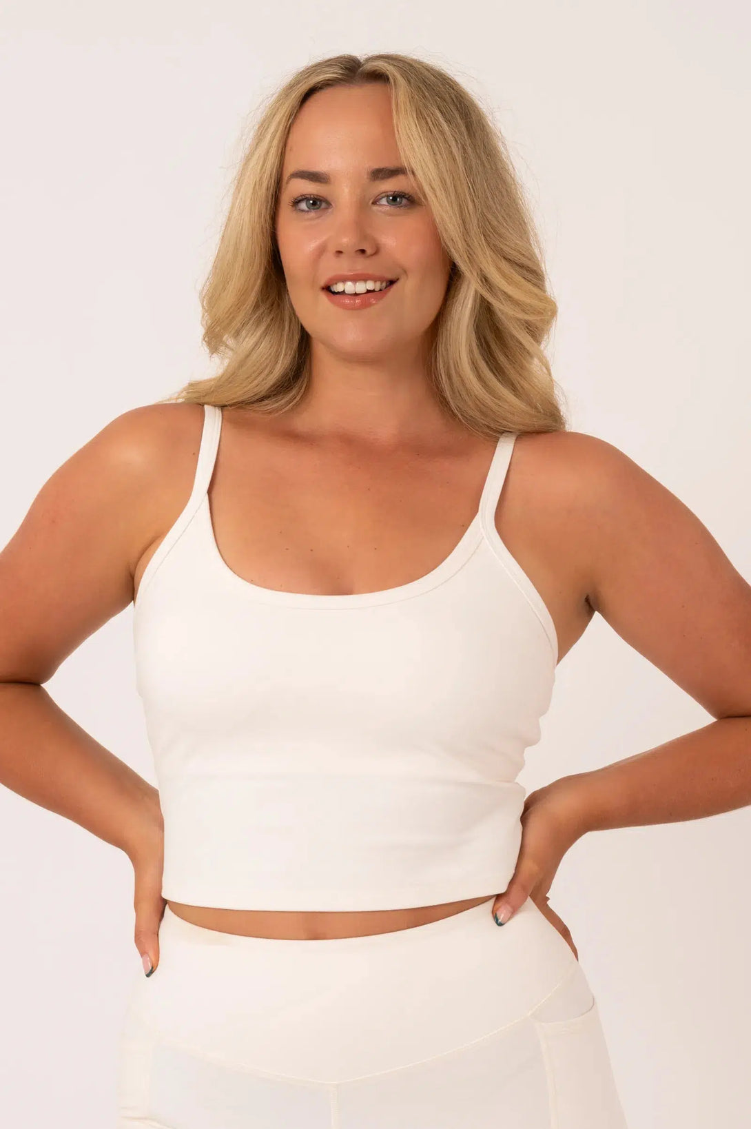 Buttersoft Convertible Crop Top With Hidden Shelf - Cream-Activewear-Exoticathletica