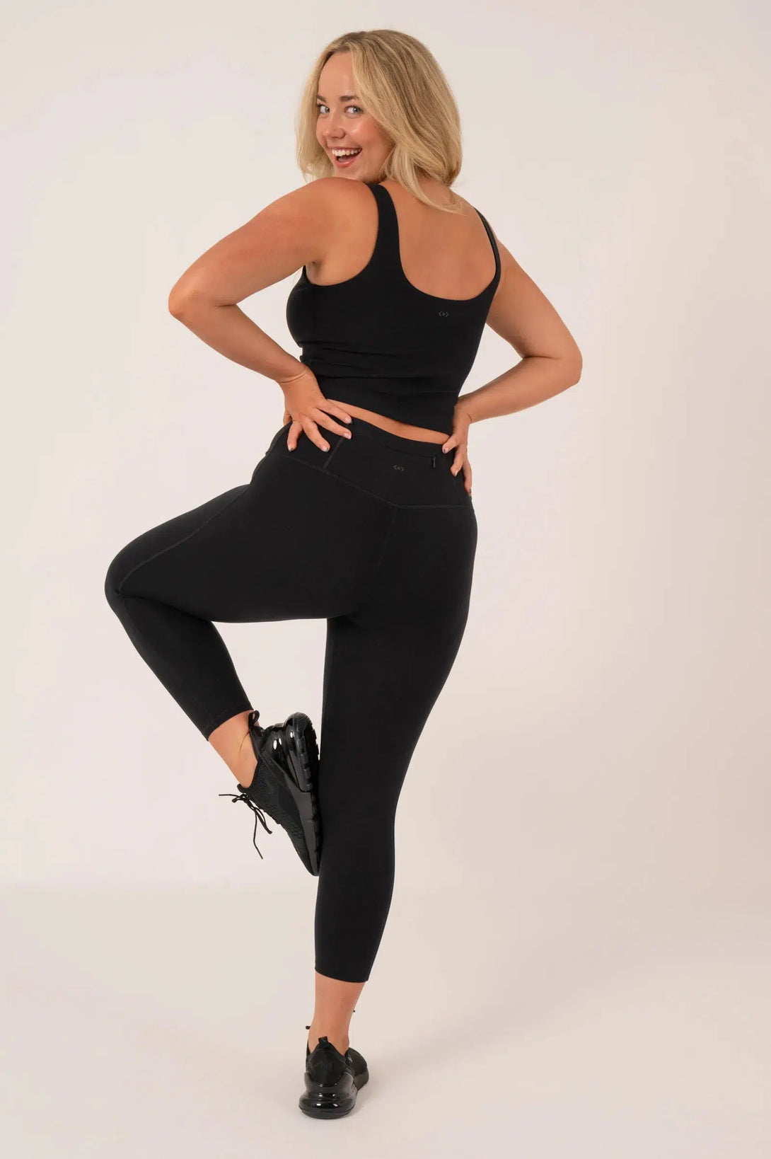 Buttersoft High Waisted Back Zip Pocket Capri Leggings - Black-Activewear-Exoticathletica