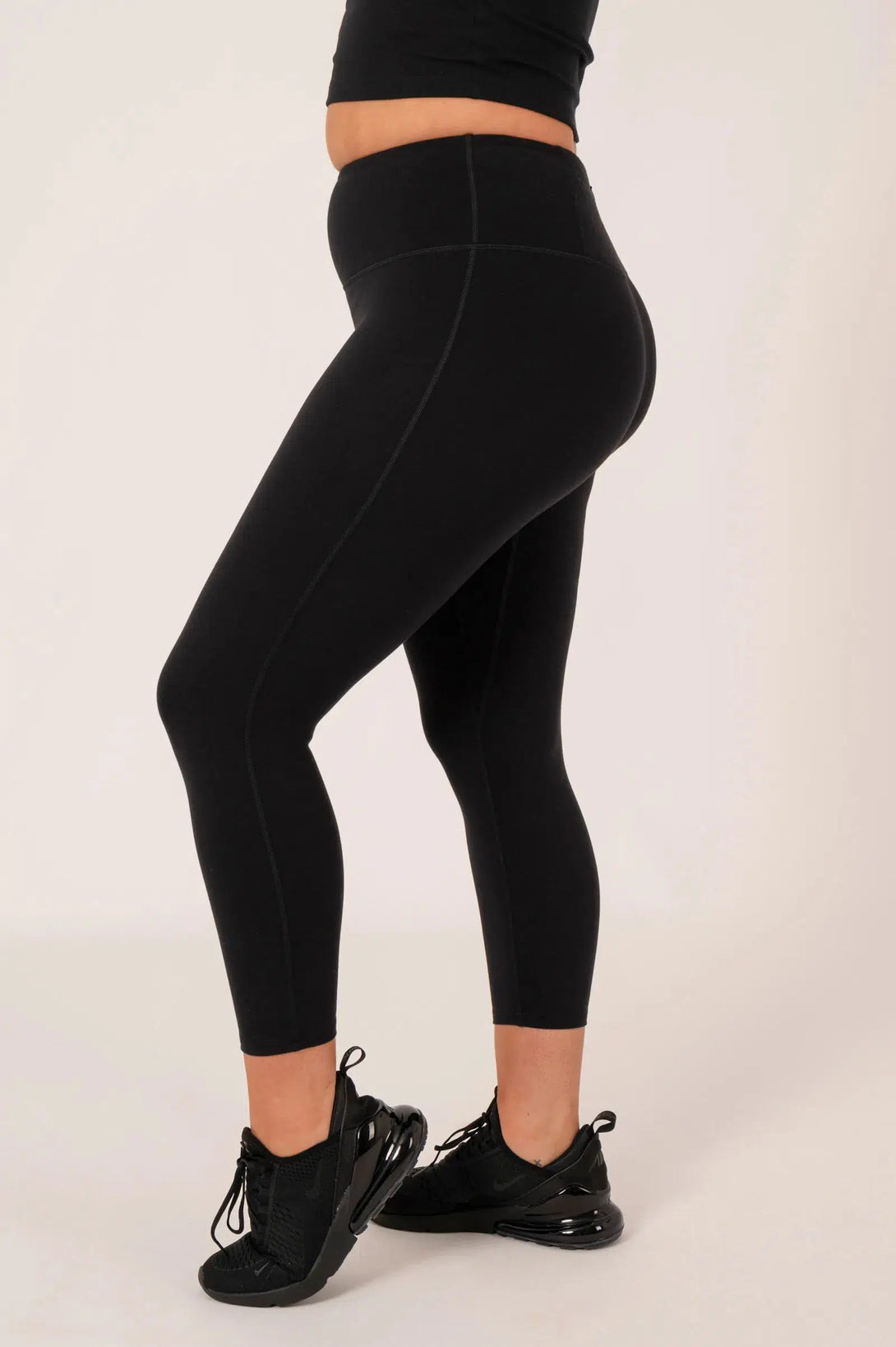 Buttersoft High Waisted Back Zip Pocket Capri Leggings - Black-Activewear-Exoticathletica