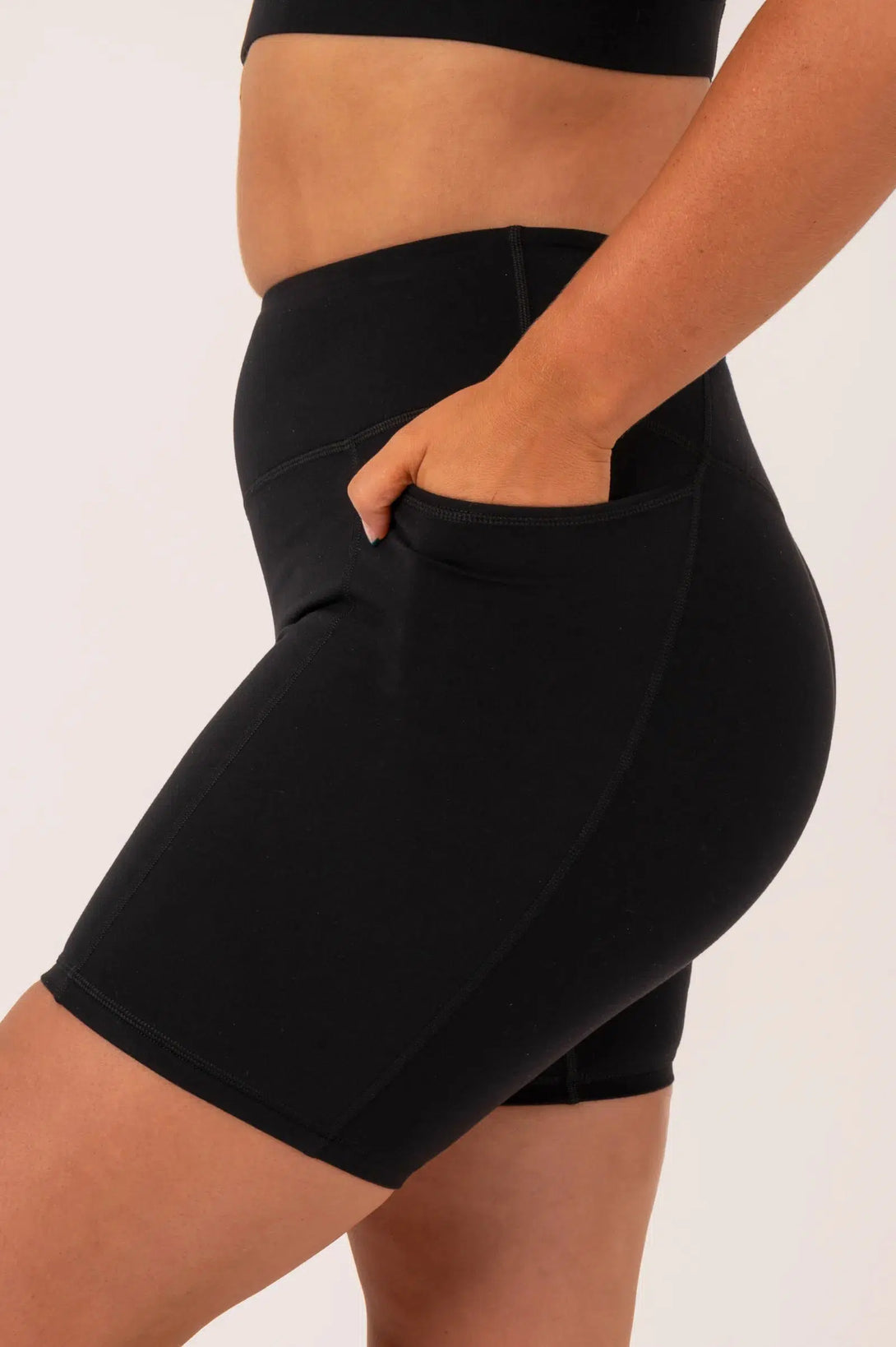 Buttersoft High Waisted Mid Thigh Short - Black-Activewear-Exoticathletica