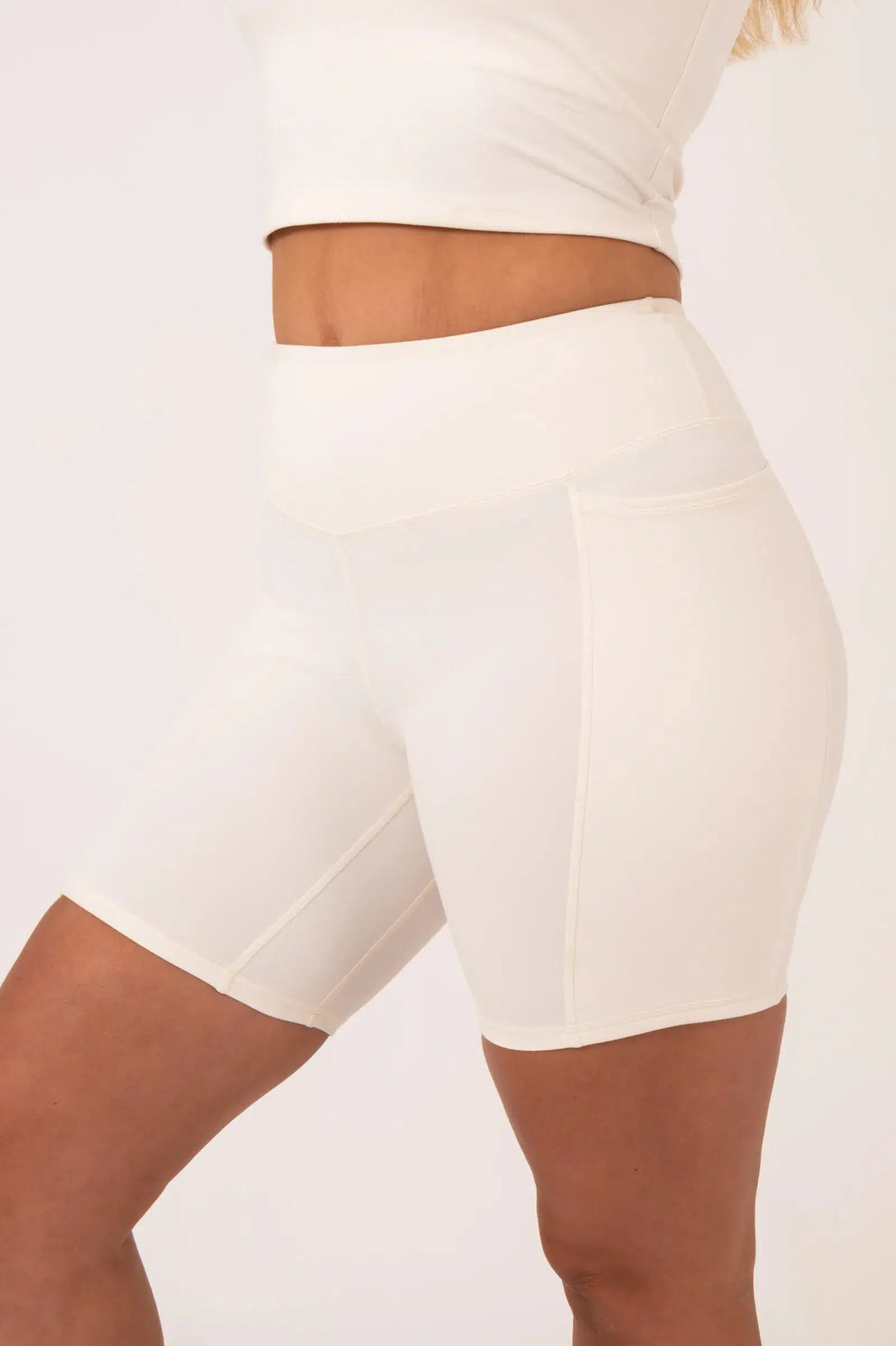 Buttersoft High Waisted Mid Thigh Short - Cream-Activewear-Exoticathletica