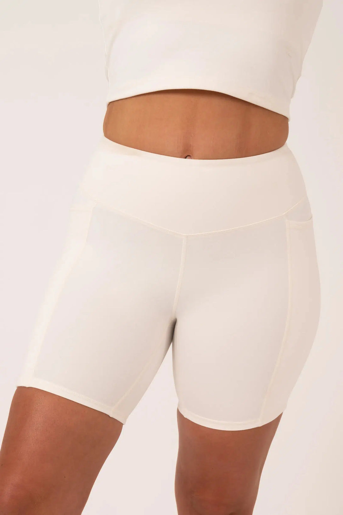 Buttersoft High Waisted Mid Thigh Short - Cream-Activewear-Exoticathletica