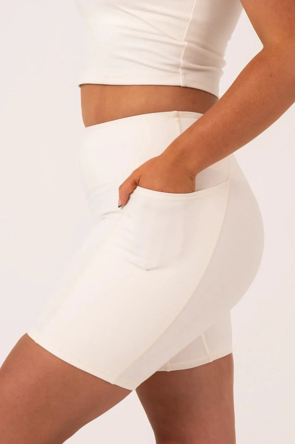 Buttersoft High Waisted Mid Thigh Short - Cream-Activewear-Exoticathletica