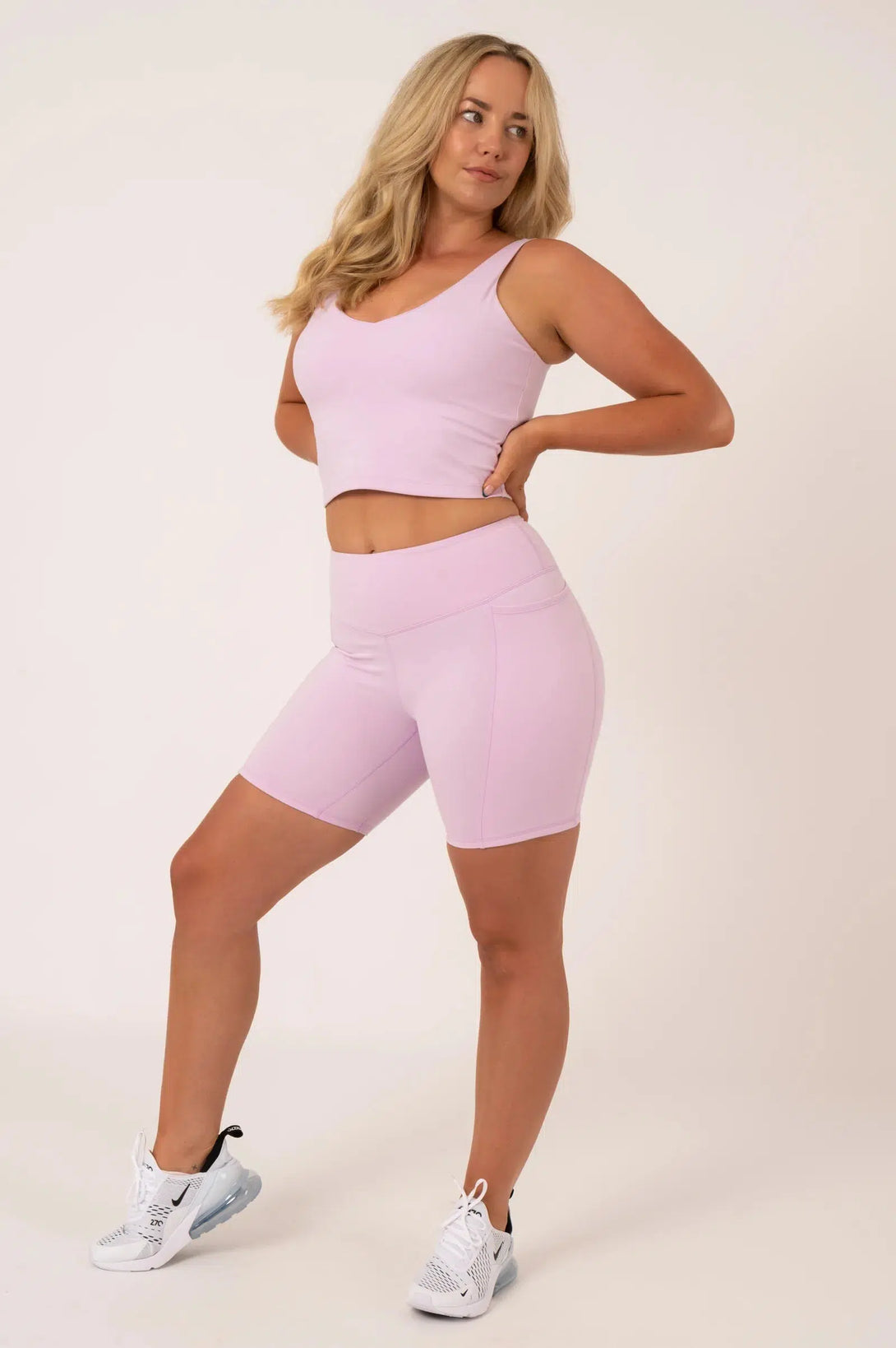 Buttersoft High Waisted Mid Thigh Short - Lilac-Activewear-Exoticathletica