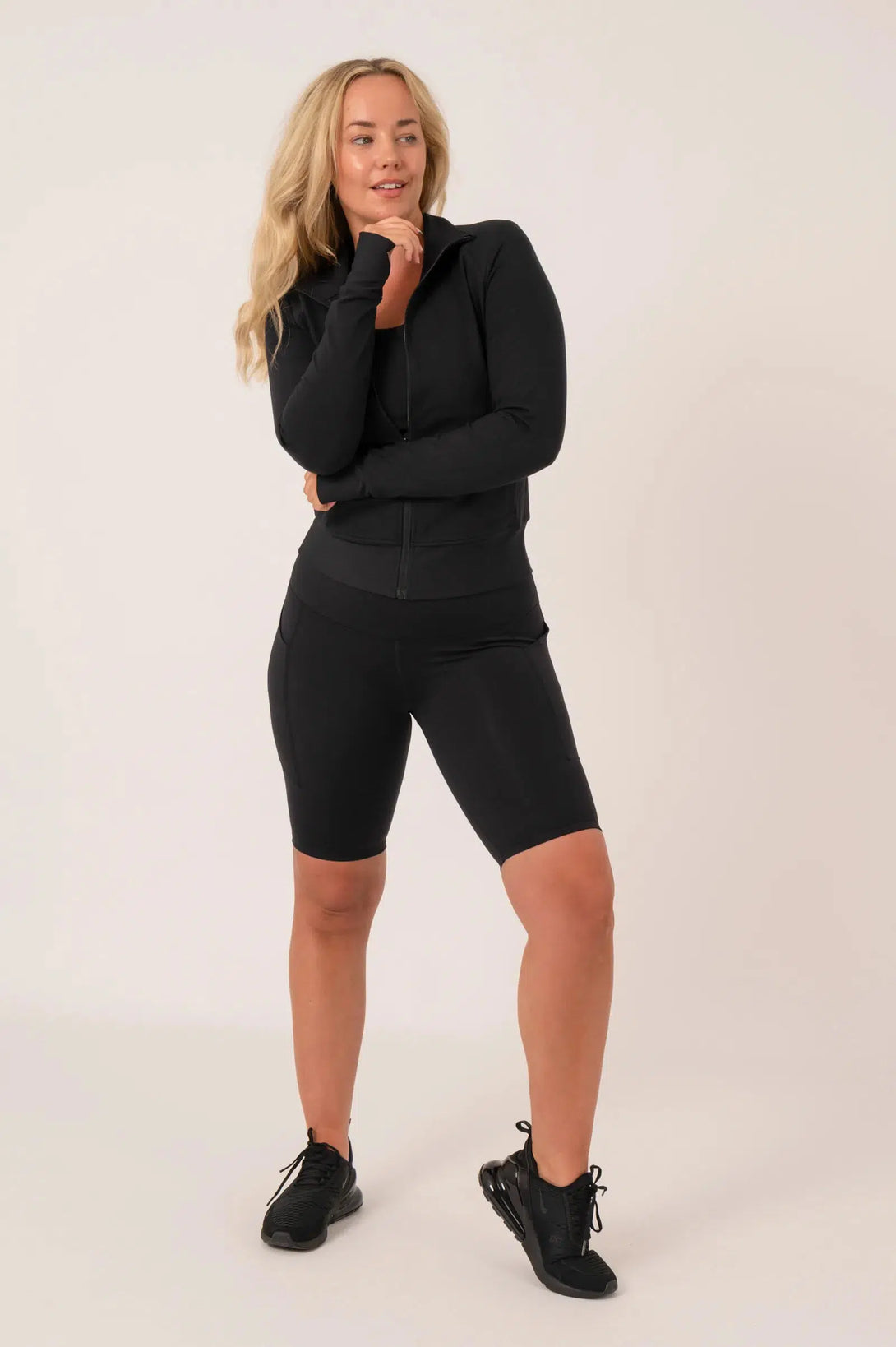 Buttersoft Rib Trim Active Jacket - Black-Activewear-Exoticathletica