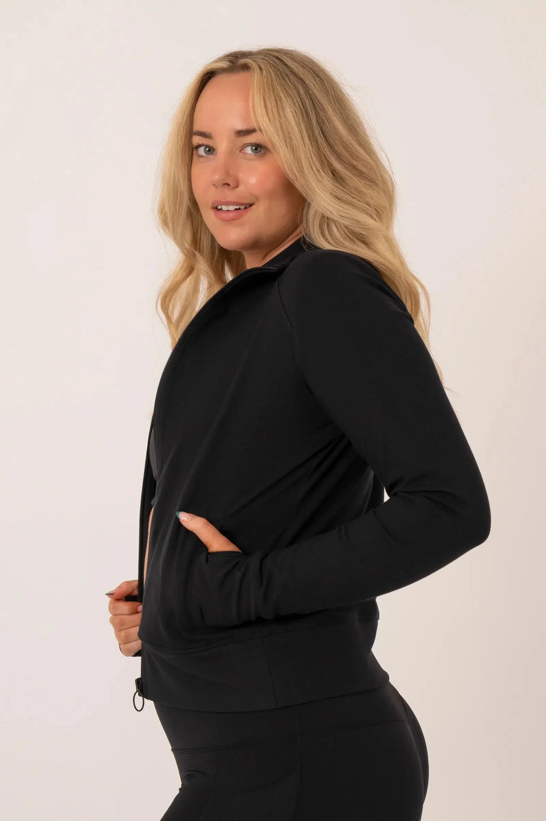 Buttersoft Rib Trim Active Jacket - Black-Activewear-Exoticathletica