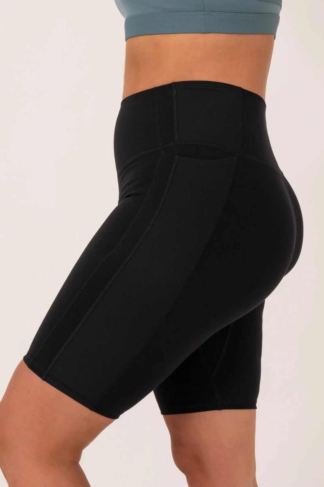 Buttersoft Rib Trim Exotica High Waist Long Short - Black-Activewear-Exoticathletica