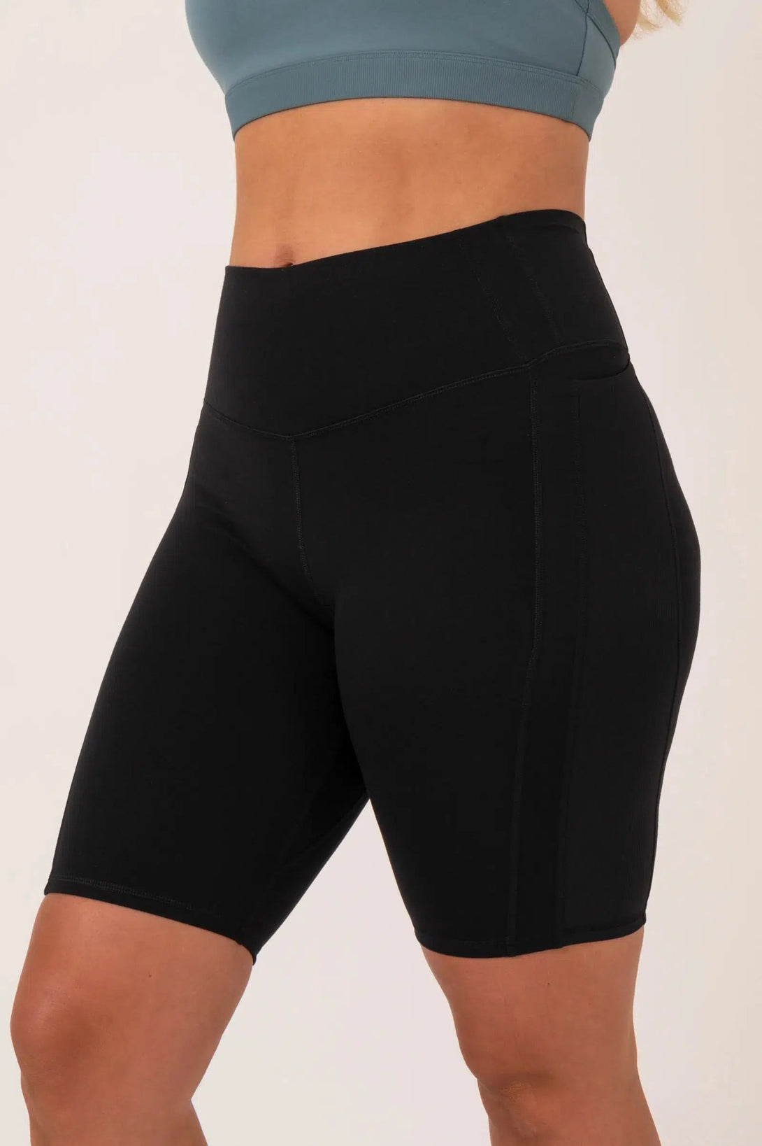 Buttersoft Rib Trim Exotica High Waist Long Short - Black-Activewear-Exoticathletica