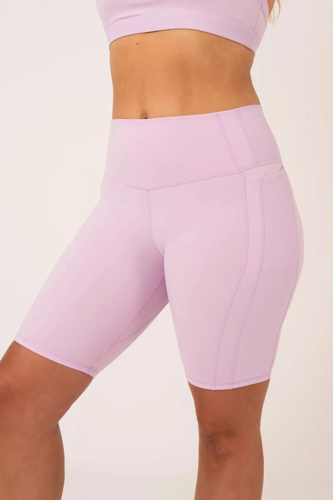 Buttersoft Rib Trim Exotica High Waist Long Short - Lilac-Activewear-Exoticathletica