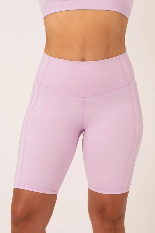 Buttersoft Rib Trim Exotica High Waist Long Short - Lilac-Activewear-Exoticathletica