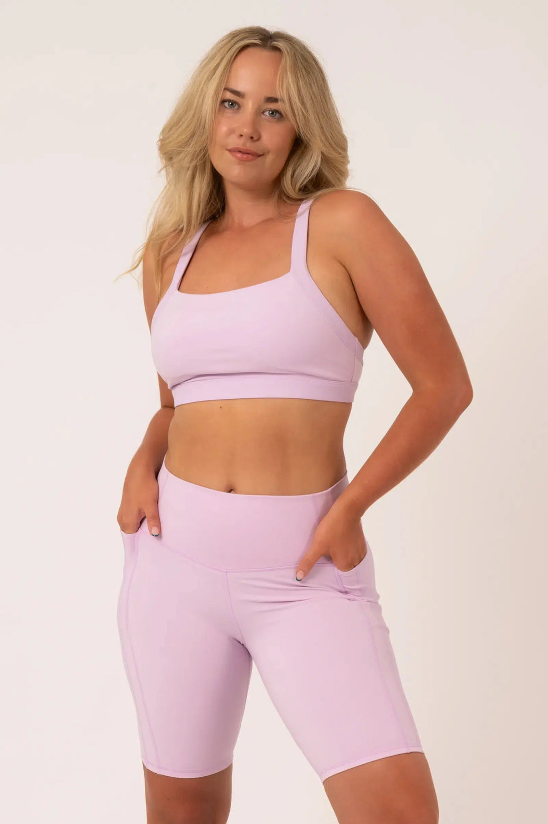 Buttersoft Rib Trim Exotica High Waist Long Short - Lilac-SK-00138-Activewear-Exoticathletica