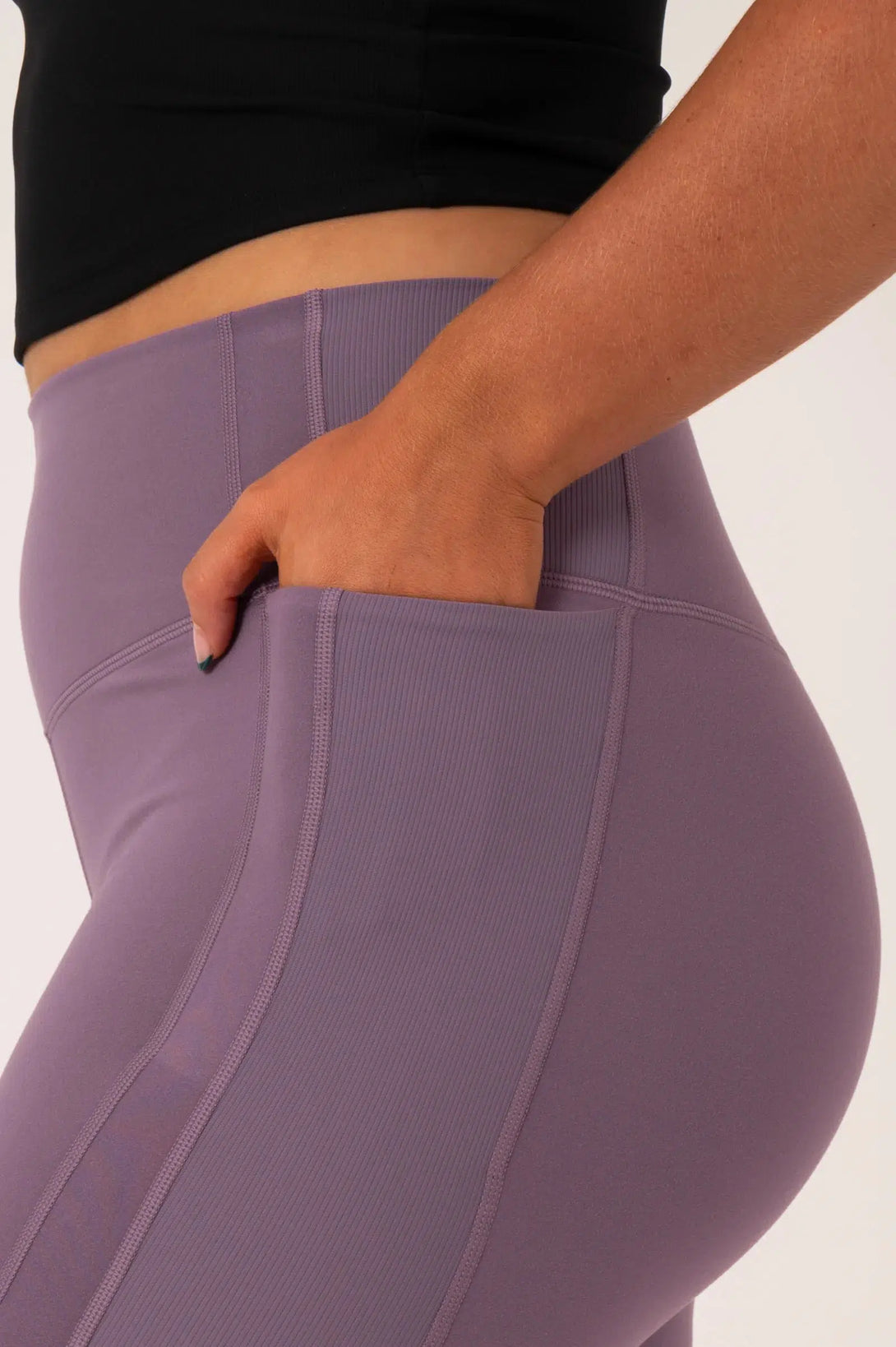 Buttersoft Rib Trim Exotica High Waist Long Short - Misty Purple-Activewear-Exoticathletica