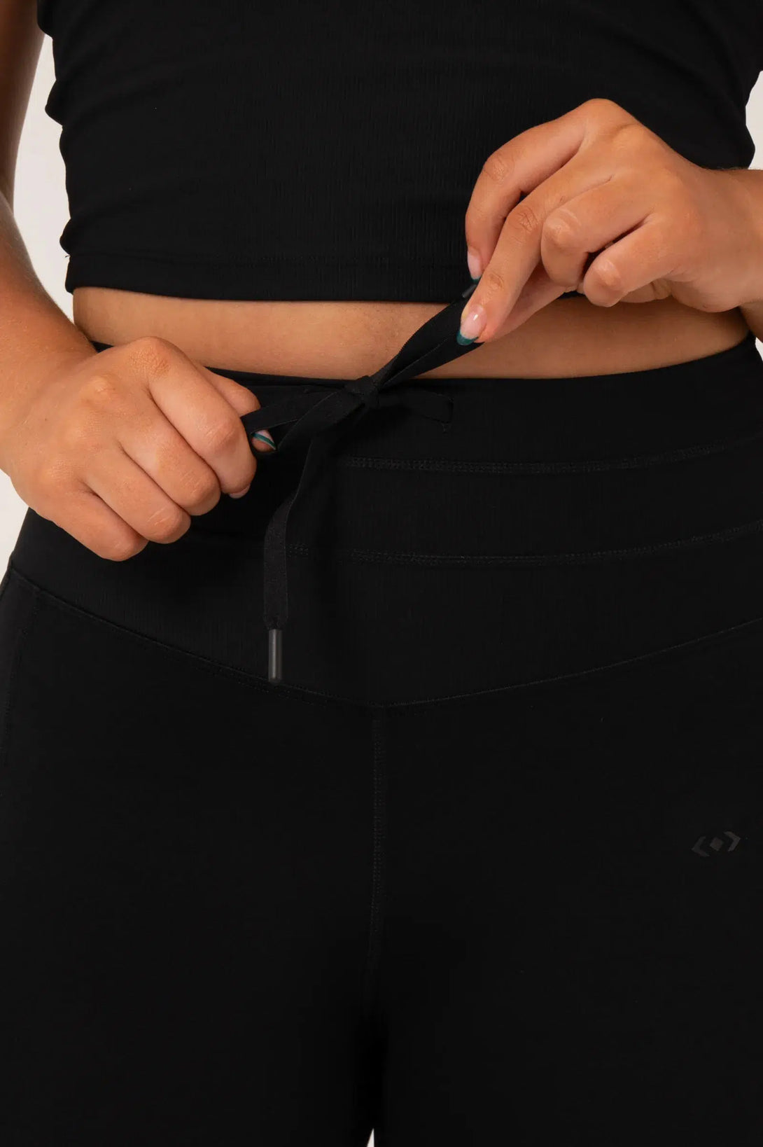 Buttersoft Rib Trim High Waisted Drawstring Leggings - Black-Activewear-Exoticathletica