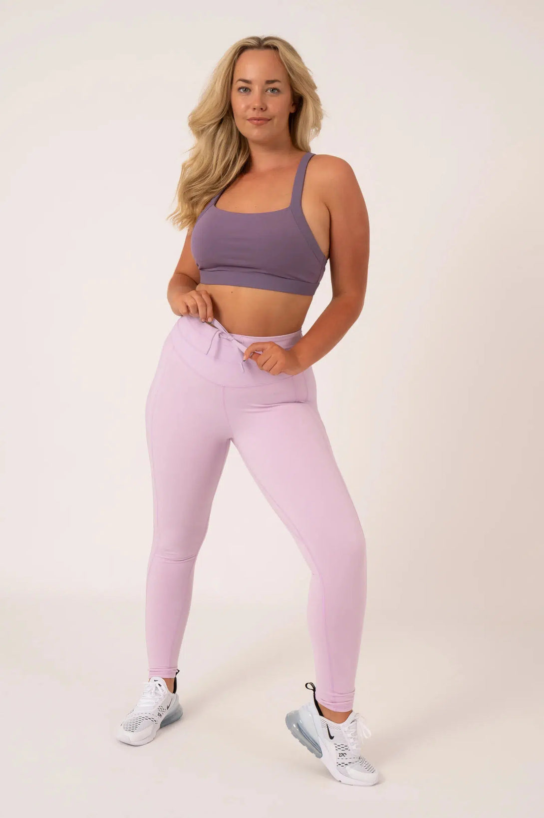 Buttersoft Rib Trim High Waisted Drawstring Leggings - Lilac-SK-00054-Activewear-Exoticathletica