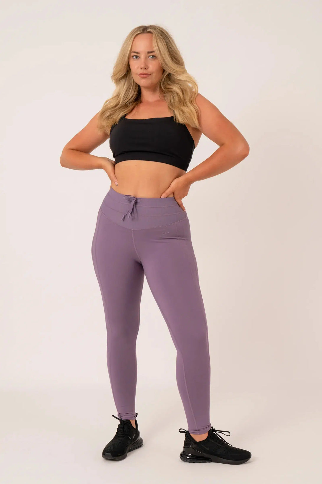 Buttersoft Rib Trim High Waisted Drawstring Leggings - Misty Purple-Activewear-Exoticathletica