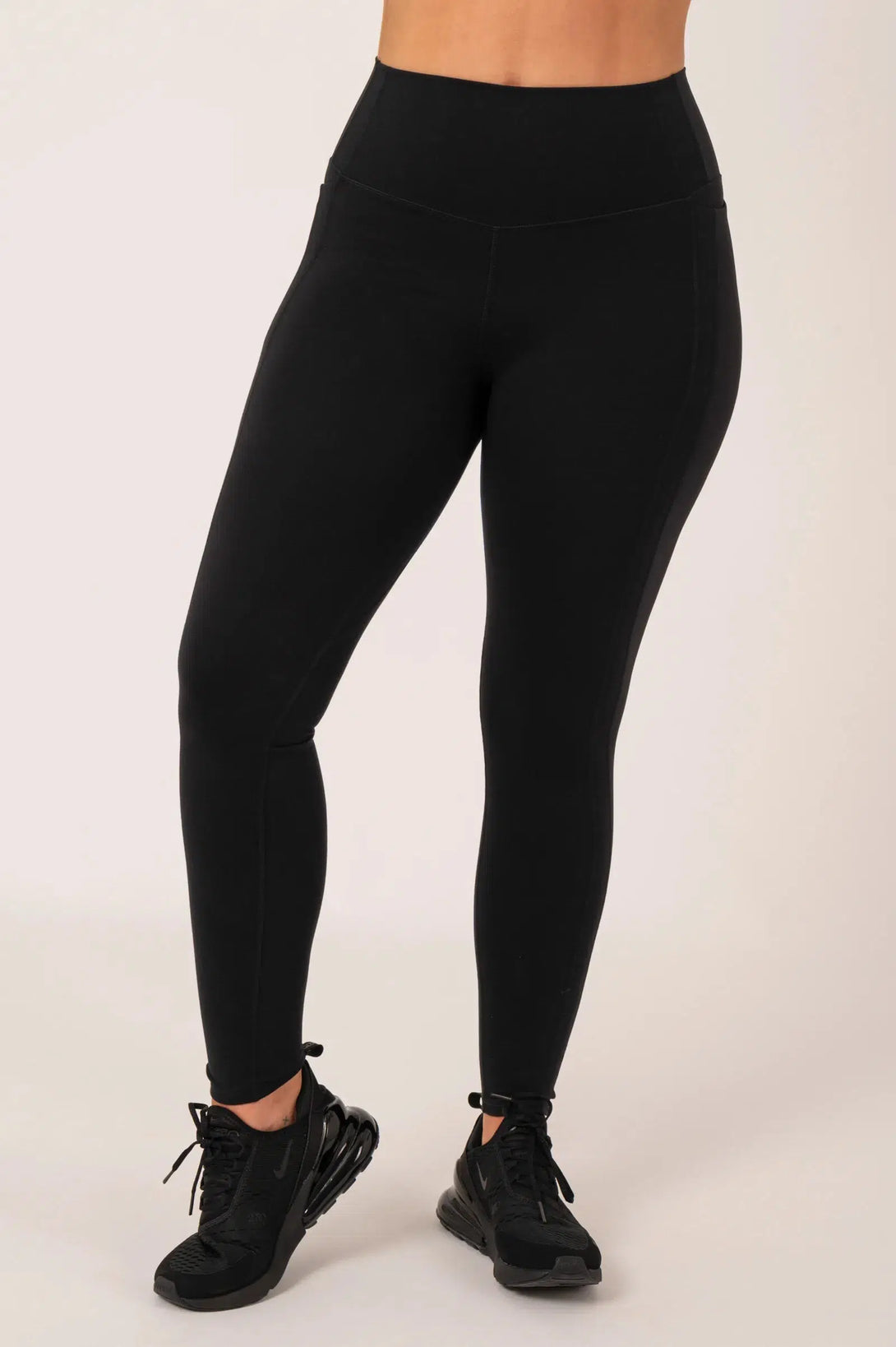 Buttersoft Rib Trim High Waisted Leggings With Pocket - Black-Activewear-Exoticathletica