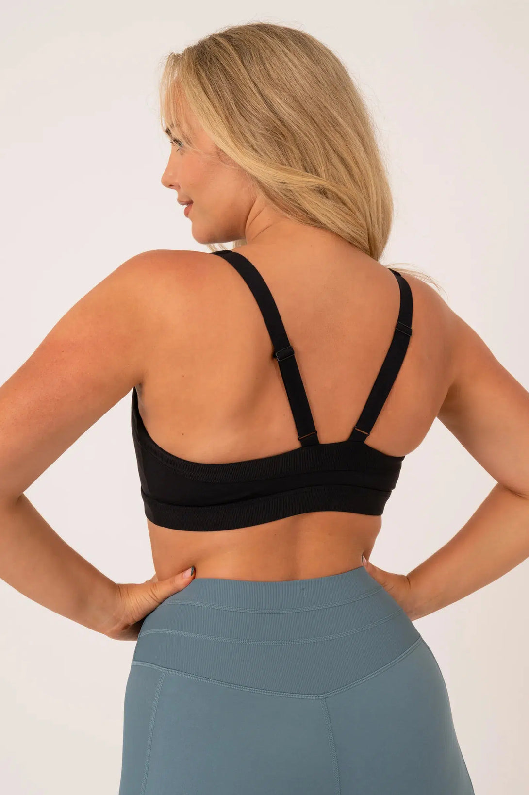 Buttersoft Rib Trim Medium Support Crop Top - Black-Activewear-Exoticathletica