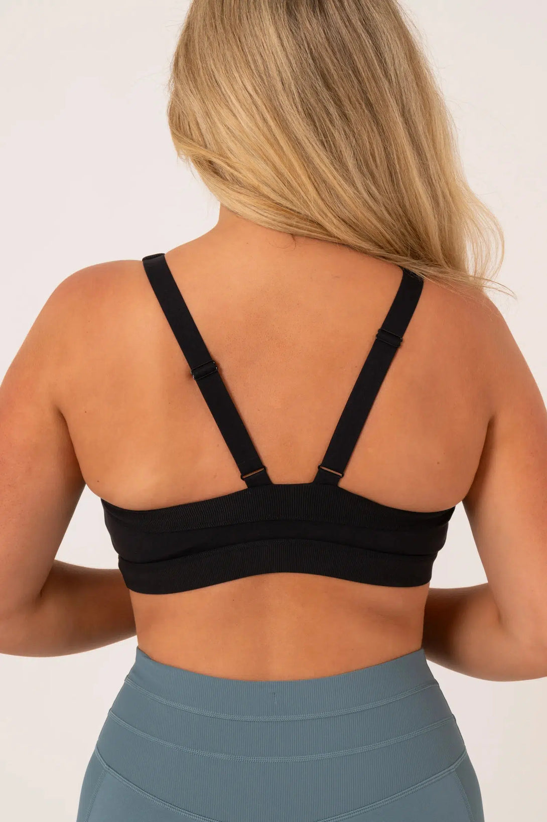 Buttersoft Rib Trim Medium Support Crop Top - Black-Activewear-Exoticathletica