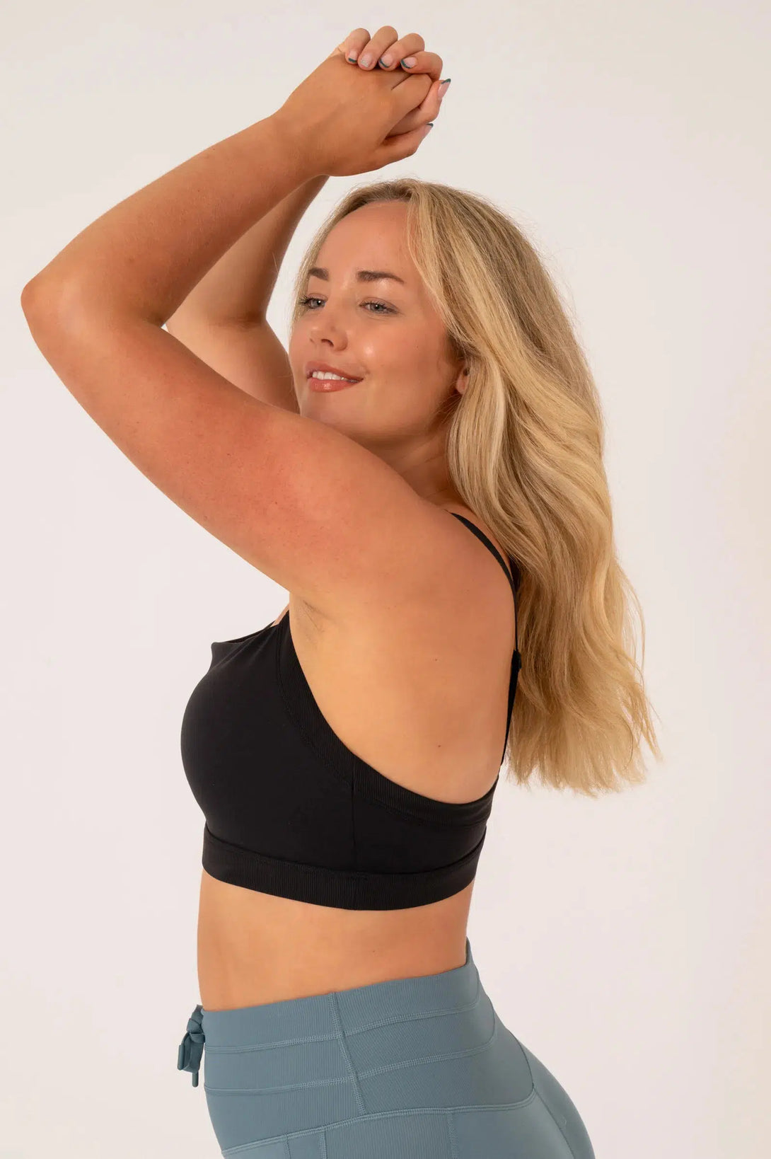 Buttersoft Rib Trim Medium Support Crop Top - Black-Activewear-Exoticathletica