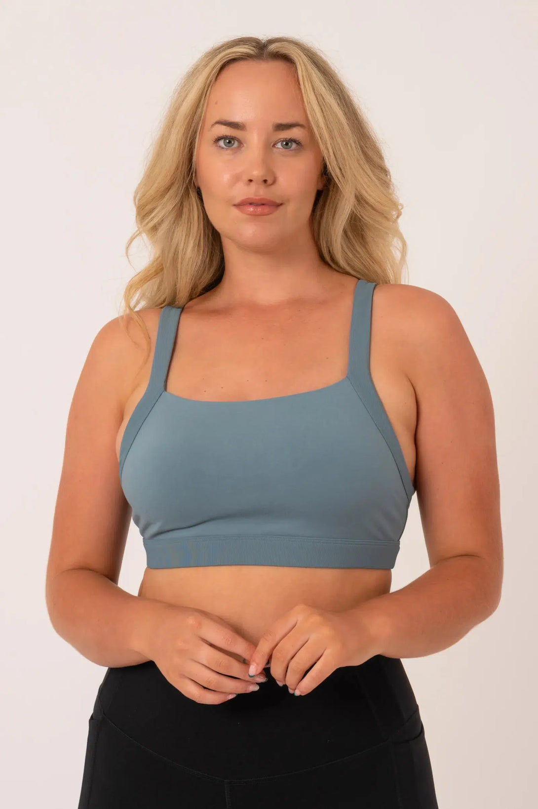 Buttersoft Rib Trim Medium Support Crop Top - Lagoon-Activewear-Exoticathletica