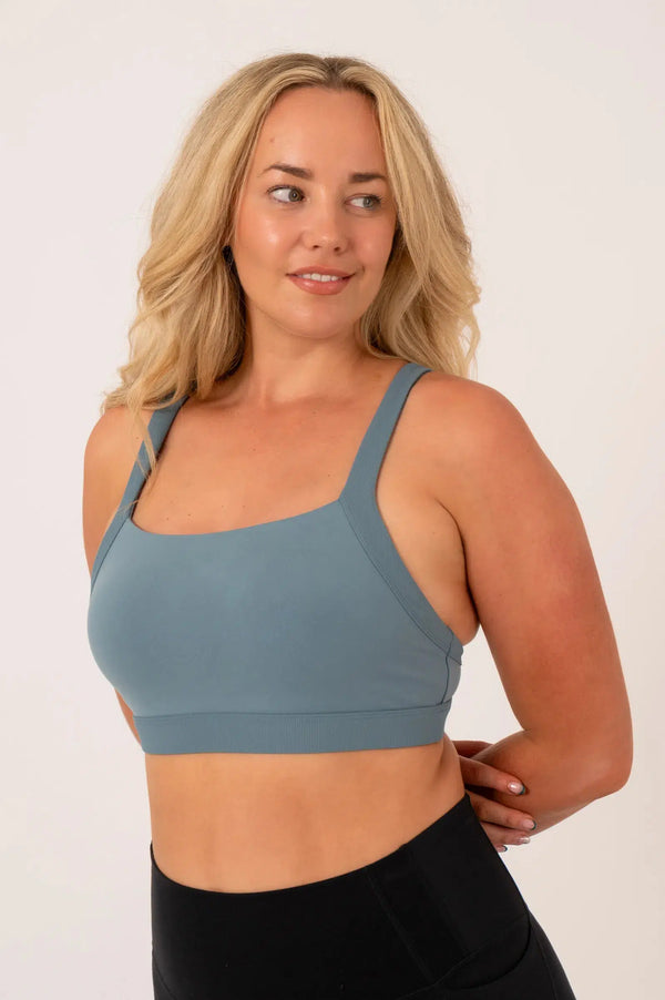 Buttersoft Rib Trim Medium Support Crop Top - Lagoon-Activewear-Exoticathletica