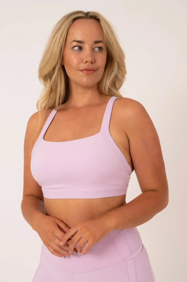 Buttersoft Rib Trim Medium Support Crop Top - Lilac-Activewear-Exoticathletica