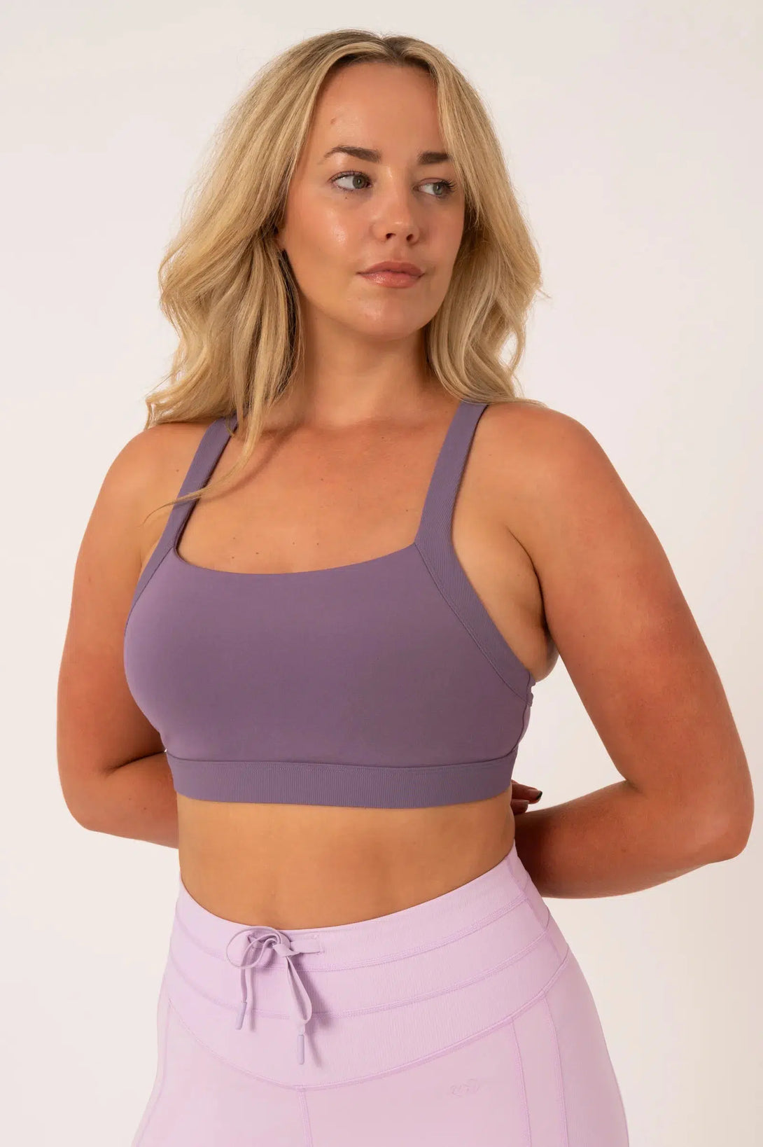 Buttersoft Rib Trim Medium Support Crop Top - Misty Purple-Activewear-Exoticathletica