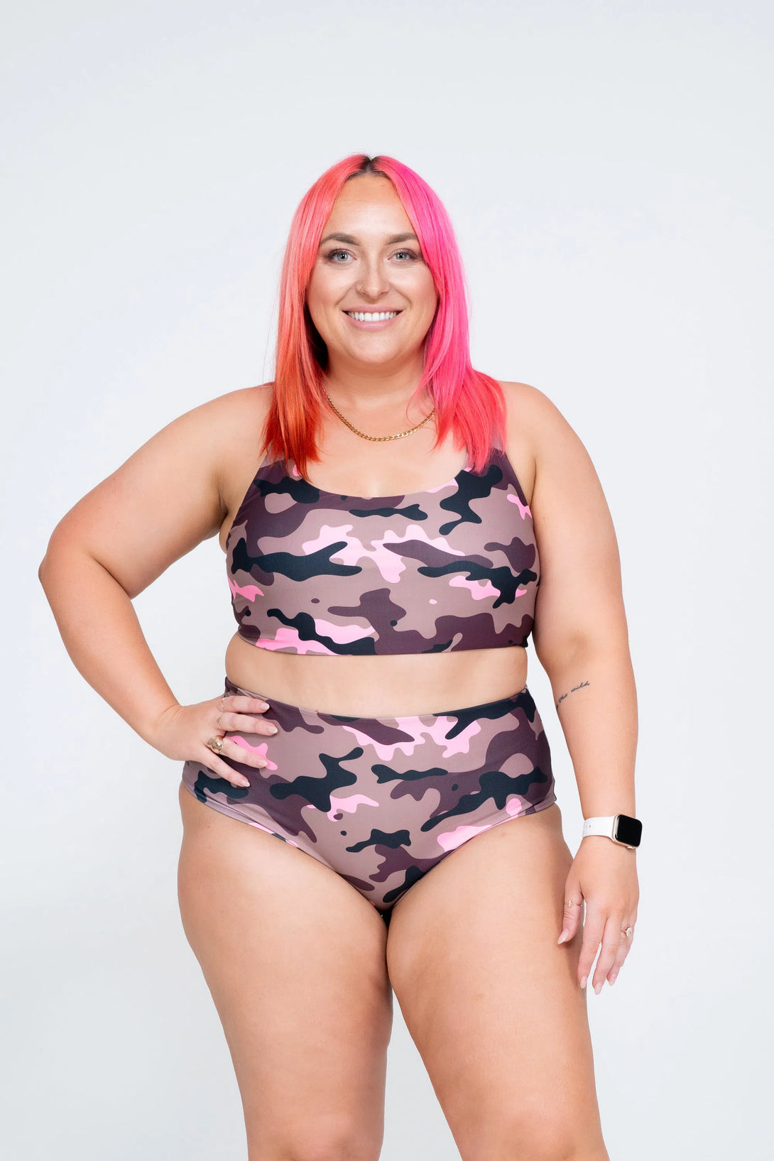 Camo Crush Pink Performance - Cross Over Bikini Top-Activewear-Exoticathletica