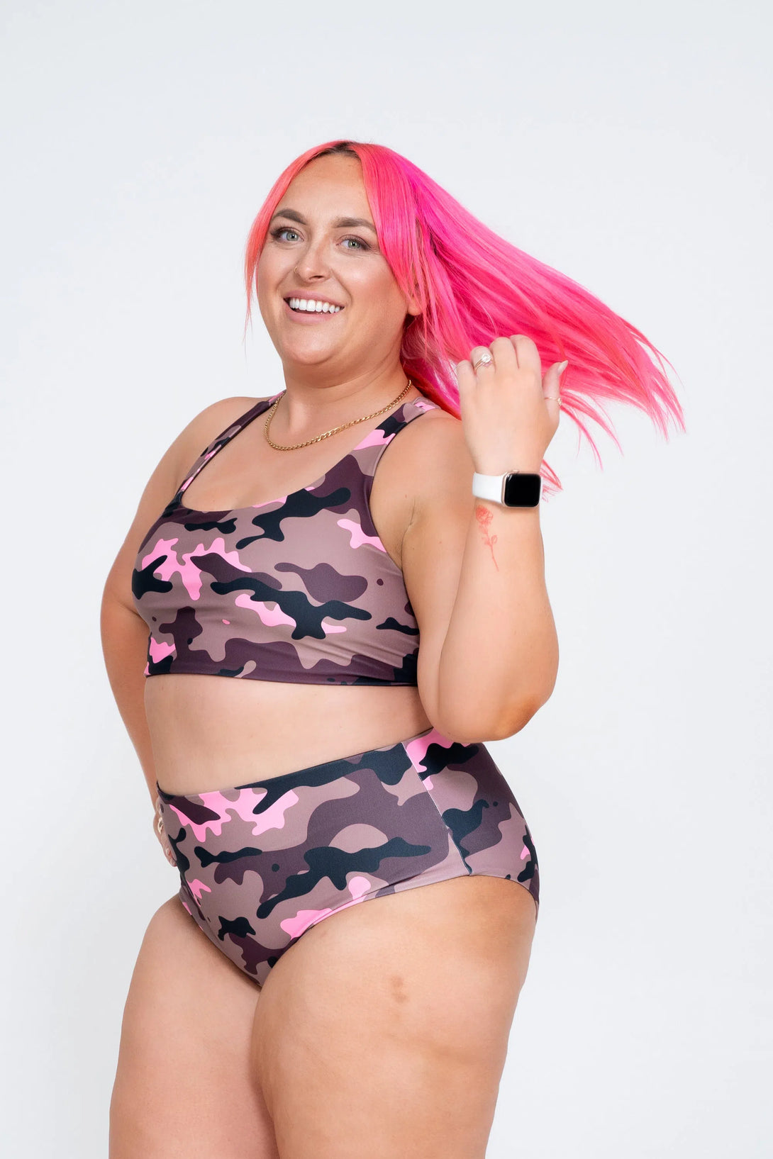 Camo Crush Pink Performance - Cross Over Bikini Top-Activewear-Exoticathletica