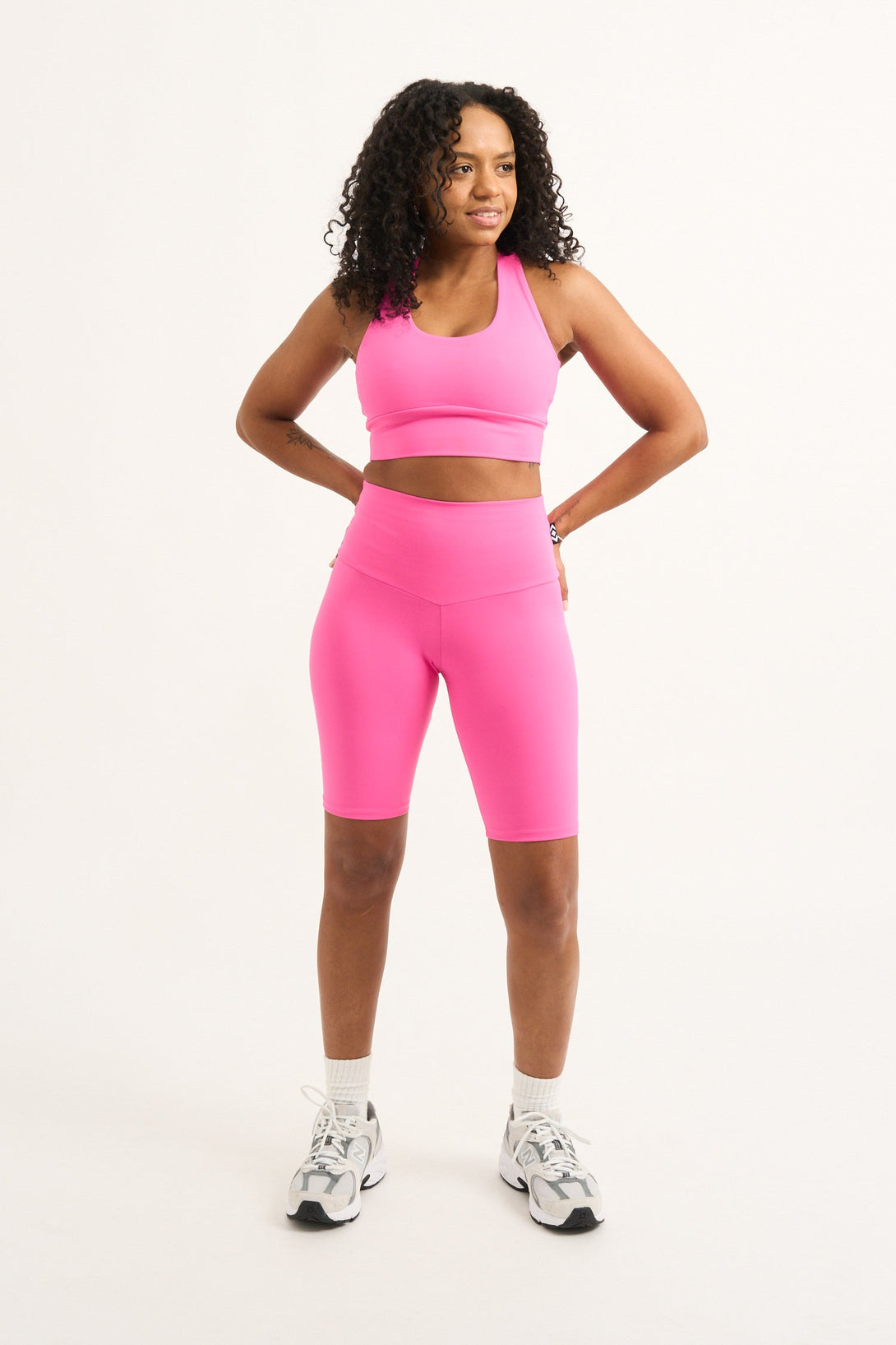 Candy Pink Body Contouring - High Waisted Long Shorts-Activewear-Exoticathletica