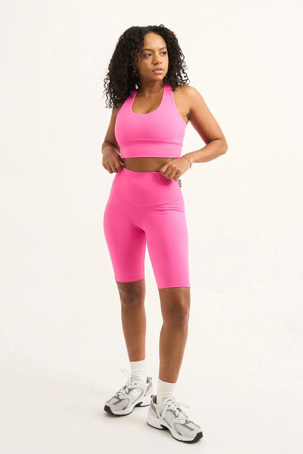 Candy Pink Body Contouring - High Waisted Long Shorts-Activewear-Exoticathletica