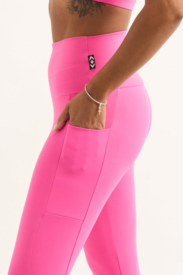 Candy Pink Body Contouring - Panel Pocket High Waisted Capri Leggings-Activewear-Exoticathletica