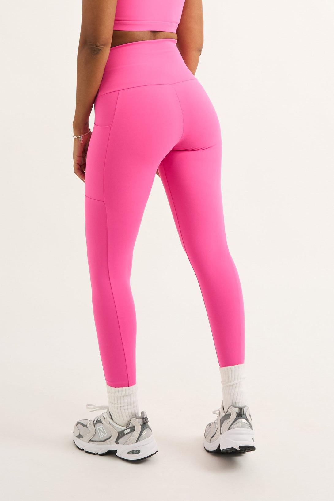 Candy Pink Body Contouring - Panel Pocket High Waisted Leggings-Activewear-Exoticathletica