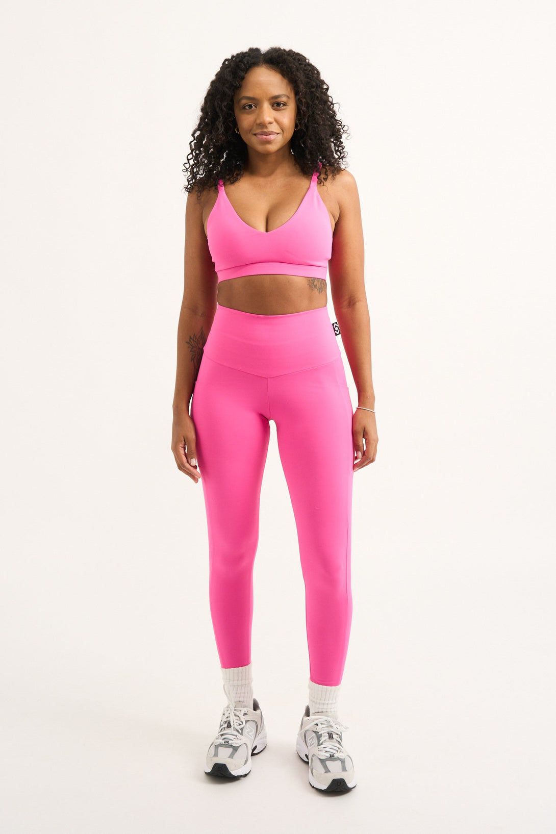 Candy Pink Body Contouring - Panel Pocket High Waisted Leggings-Activewear-Exoticathletica